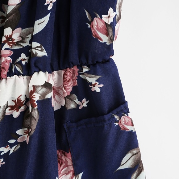 🎉HP🎉Floral Navy Tie Romper! - Picture 2 of 5